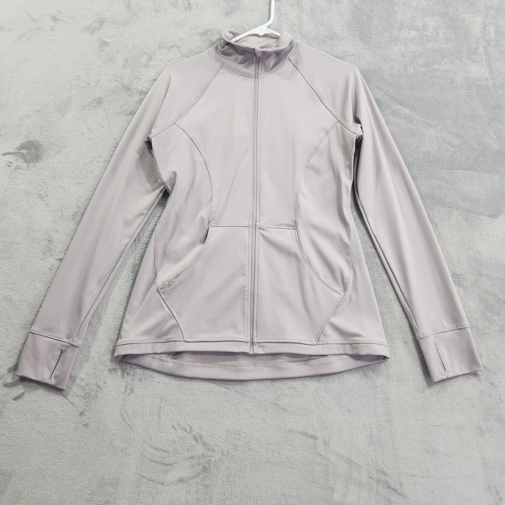 Skora Jacket Womens M Gray Light Purple Full Zip Thumbholes Running Athletic Gym